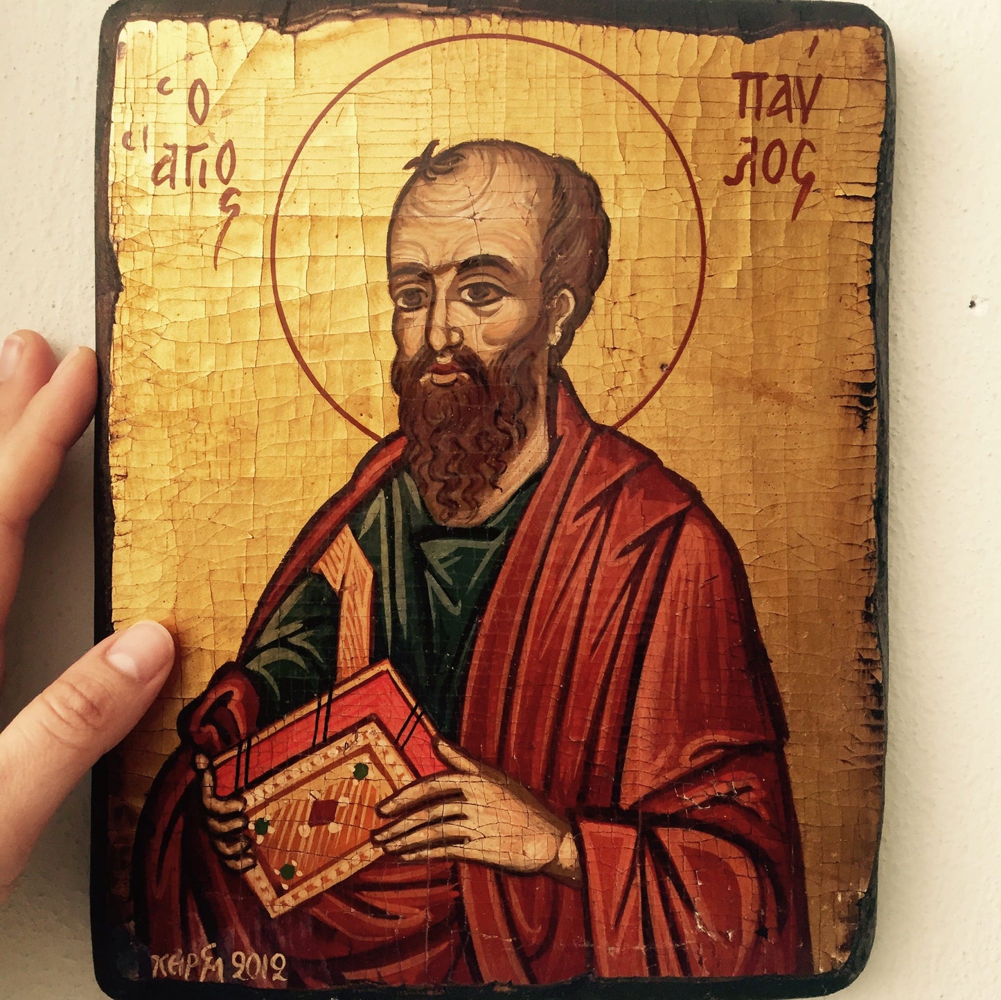 Byzantine icon of St Paul,eggtempera on canvas,religious iconography,orthodox catholic christian art,religious byzantine icon,greek icon