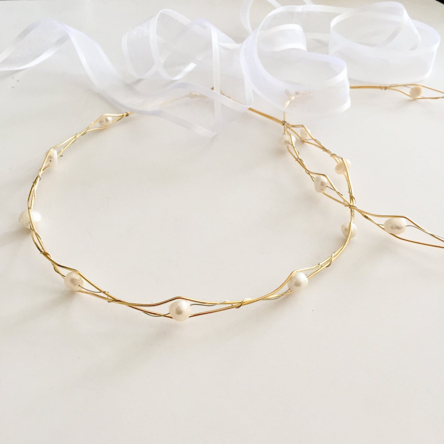 Wedding Crowns, fresh water pearls, raw bronze wires, set of two, bridal circlets, made to order, stefana,summer wedding