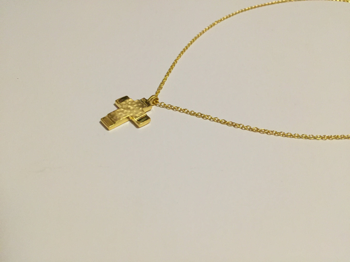 Handmade gold cross, 14 karats, signed at the back side, with gold 14 karat chain, made to order