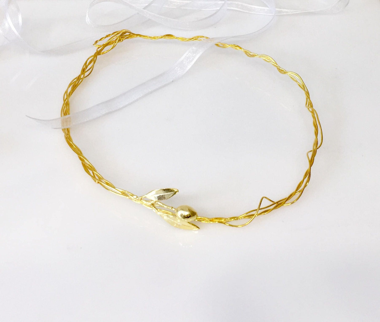STEFANA,Olive twig wedding crowns, gold plated, Greek wedding stefana,made to order