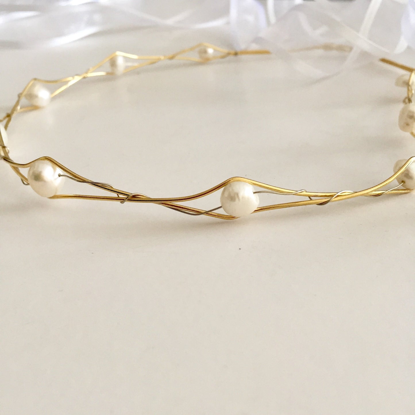 Wedding Crowns, fresh water pearls, raw bronze wires, set of two, bridal circlets, made to order, stefana,summer wedding