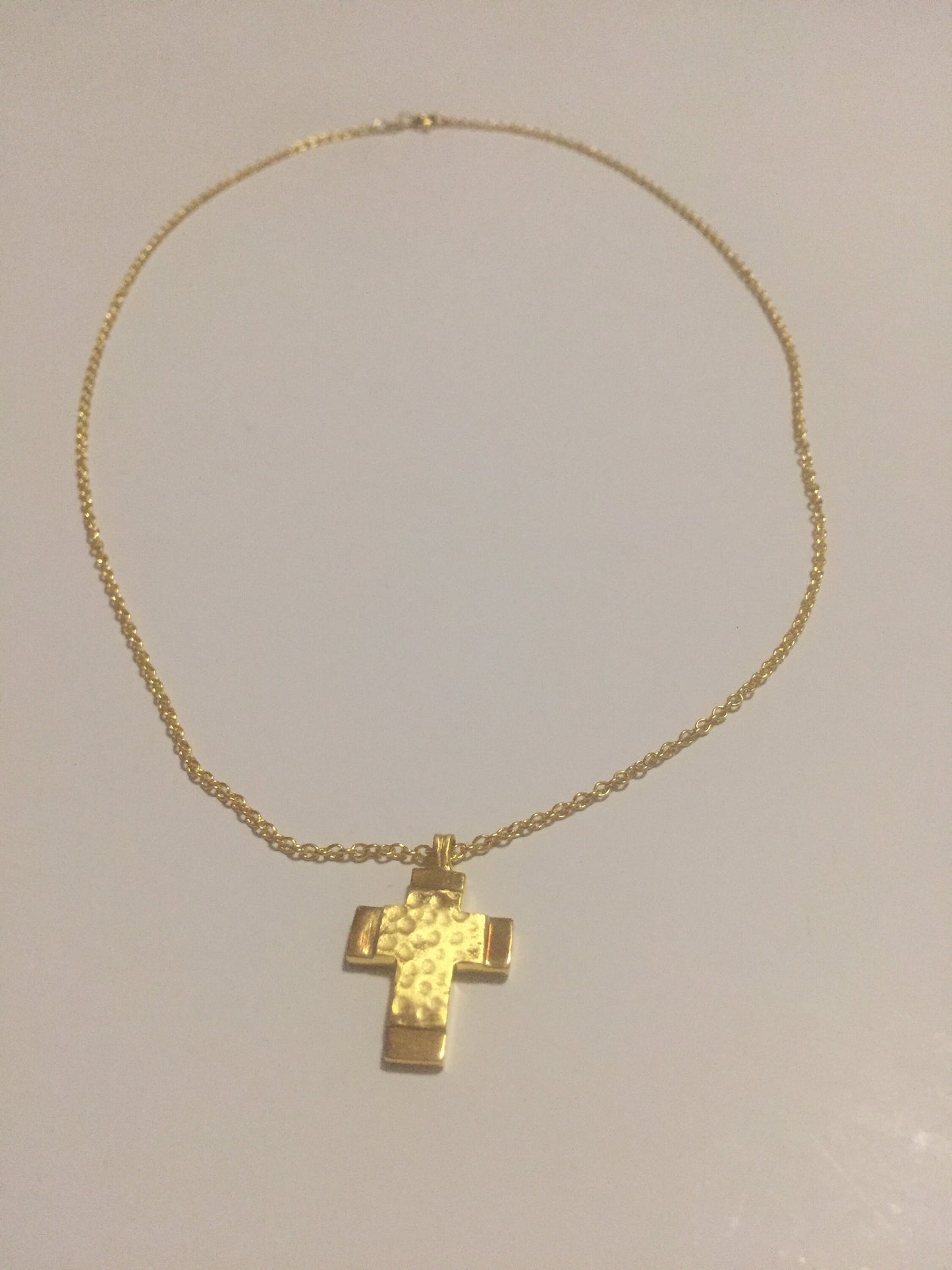 Handmade gold cross, 14 karats, signed at the back side, with gold 14 karat chain, made to order