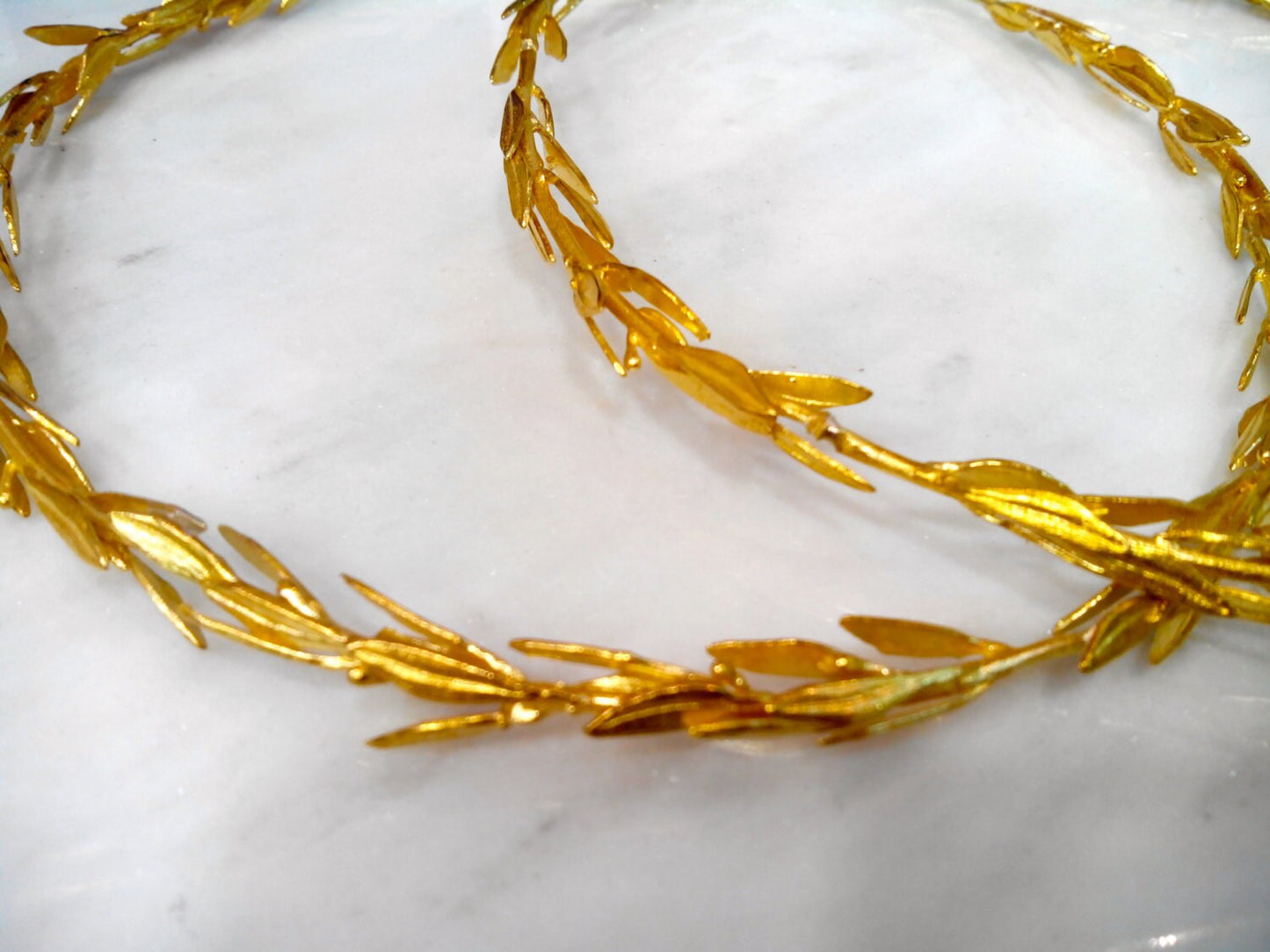 Greek Goddess Wedding Headbands,Grecian Leaf Headpiece in Raw Brass.Greek Orthodox Wedding Headpiece,Wedding Crowns.Greek Tiaras.(Set of 2)