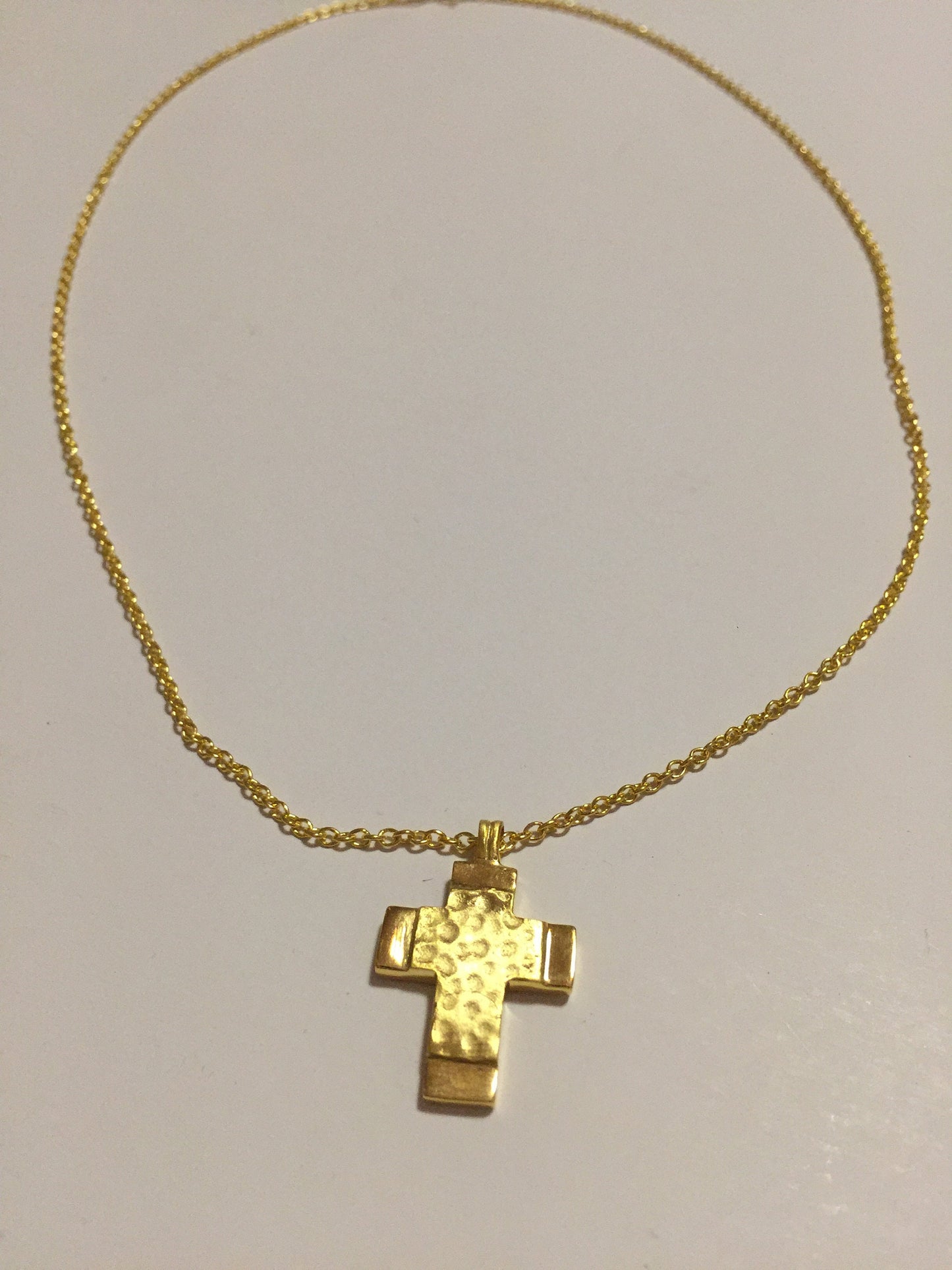 Handmade gold cross, 14 karats, signed at the back side, with gold 14 karat chain, made to order