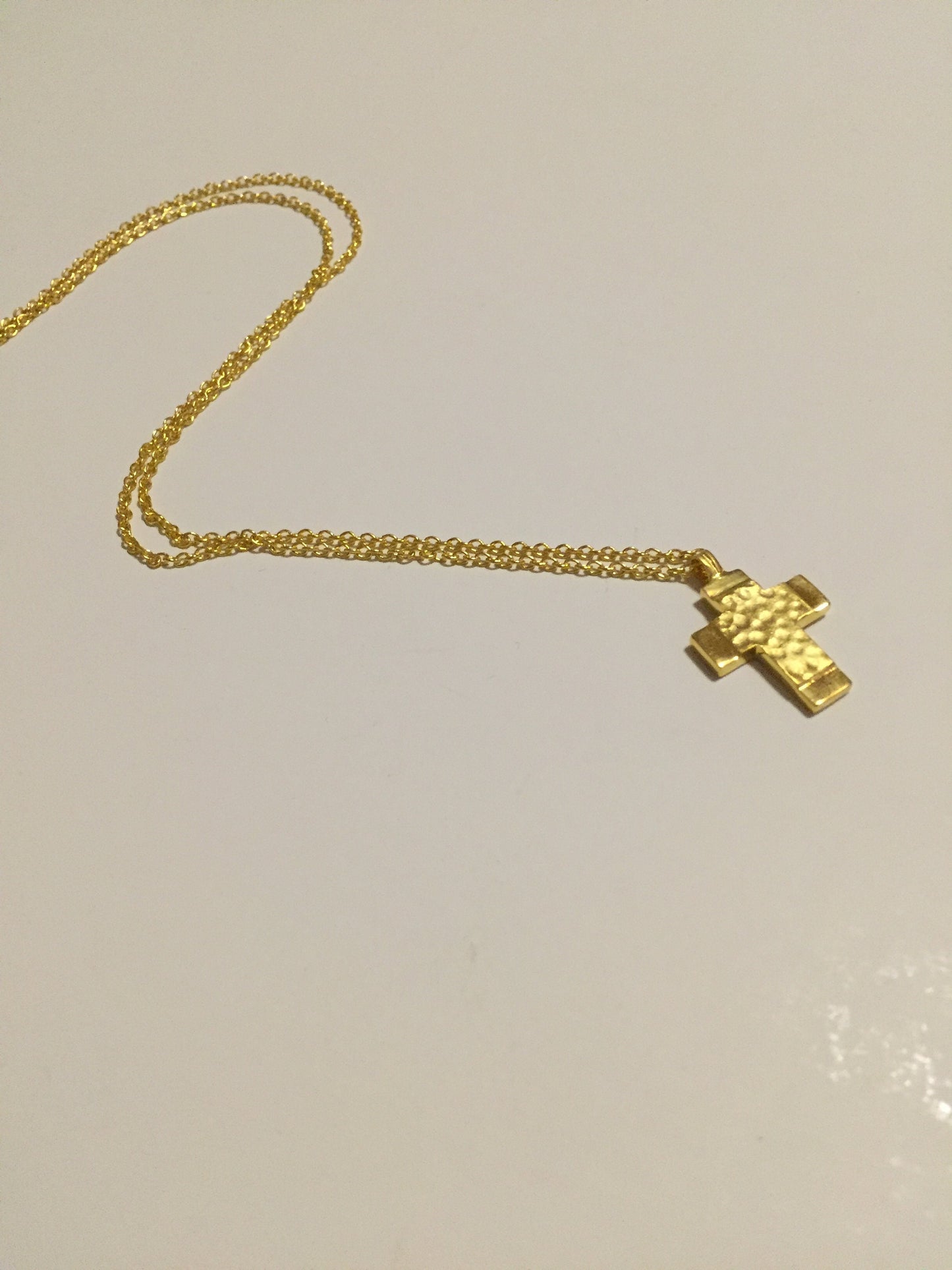 Handmade gold cross, 14 karats, signed at the back side, with gold 14 karat chain, made to order