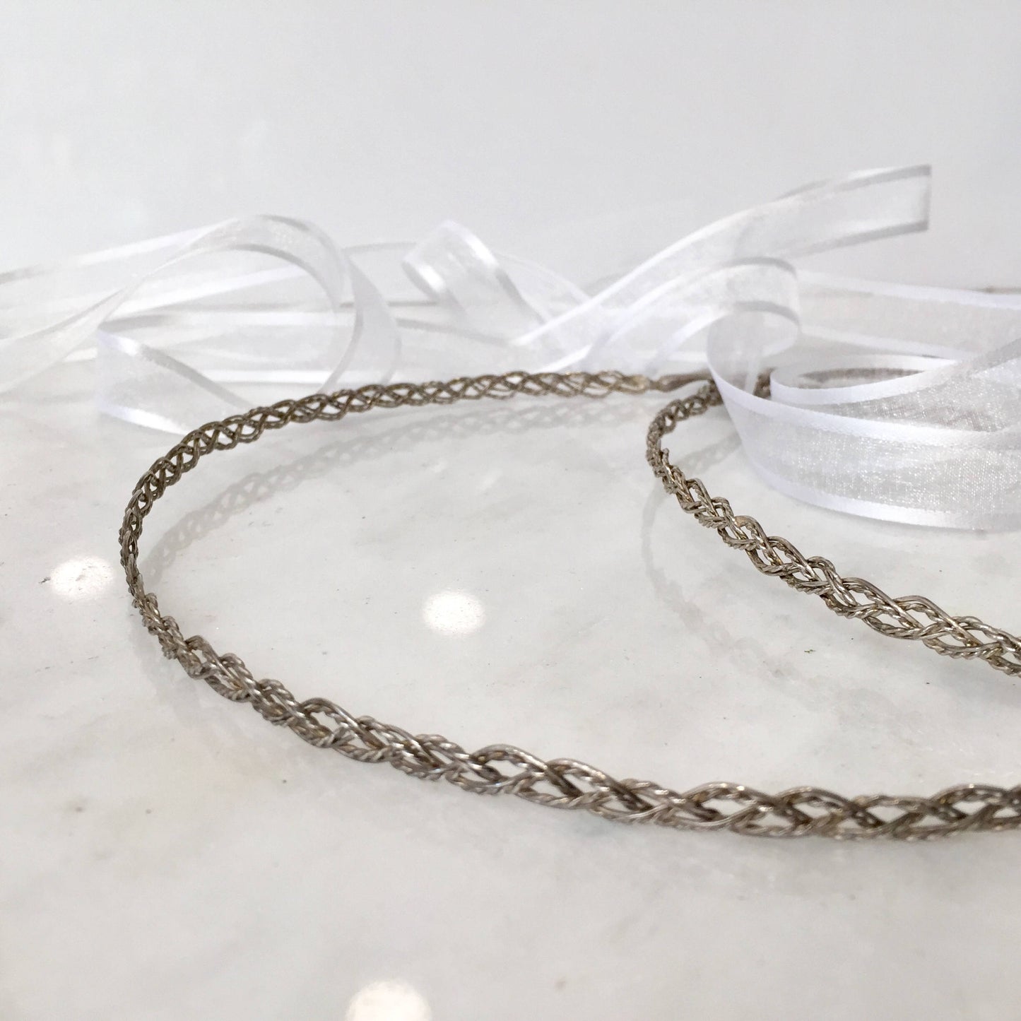 Unique Vintage Silver Wedding circlets,wedding headpieces,set of two,silver crowns