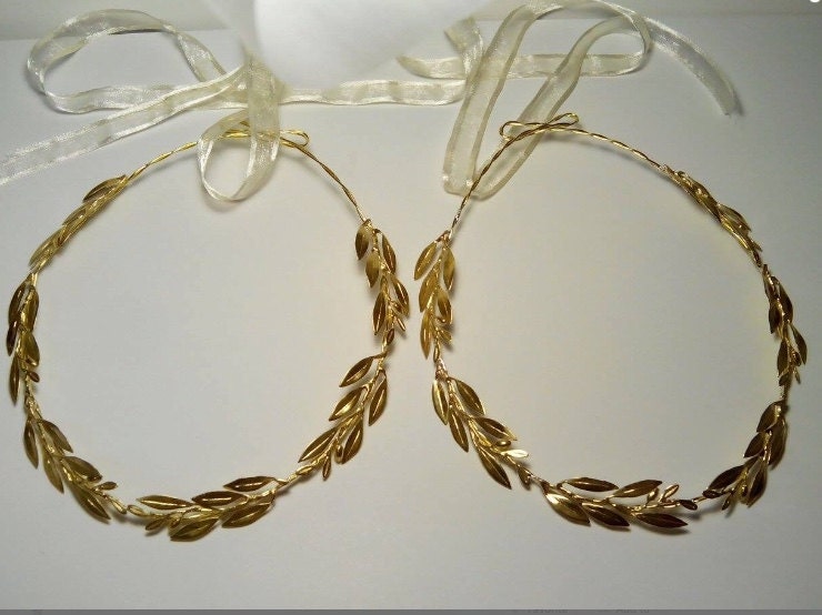 Golden bridal headpieces, Raw Bronze branches, Gold wedding crowns, Bridal head piece, twig headdress, Golden woodland crowns.Set of 2