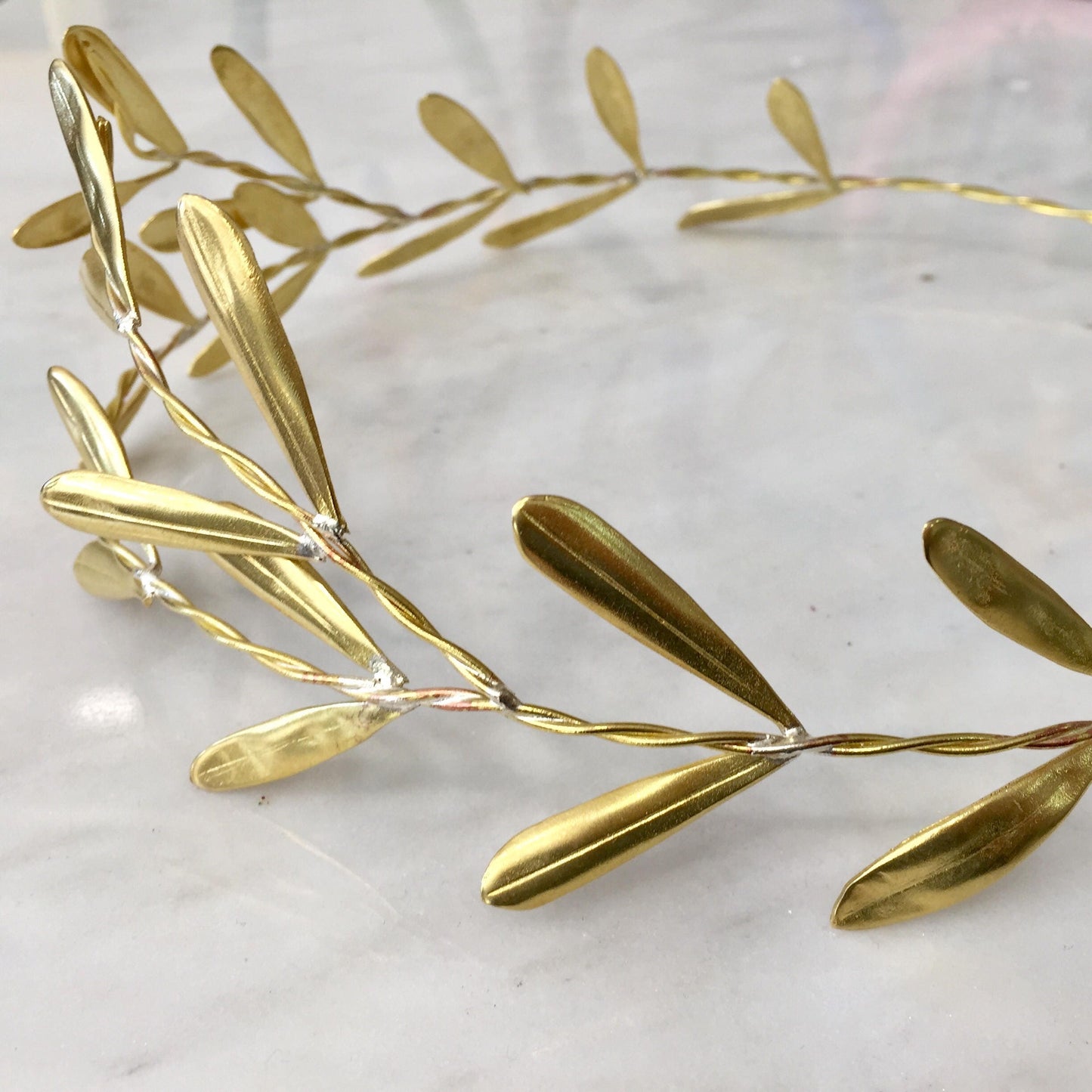 Wedding crown,unique,bridal headband,bronze,Olive Leafs theme,raw bronze