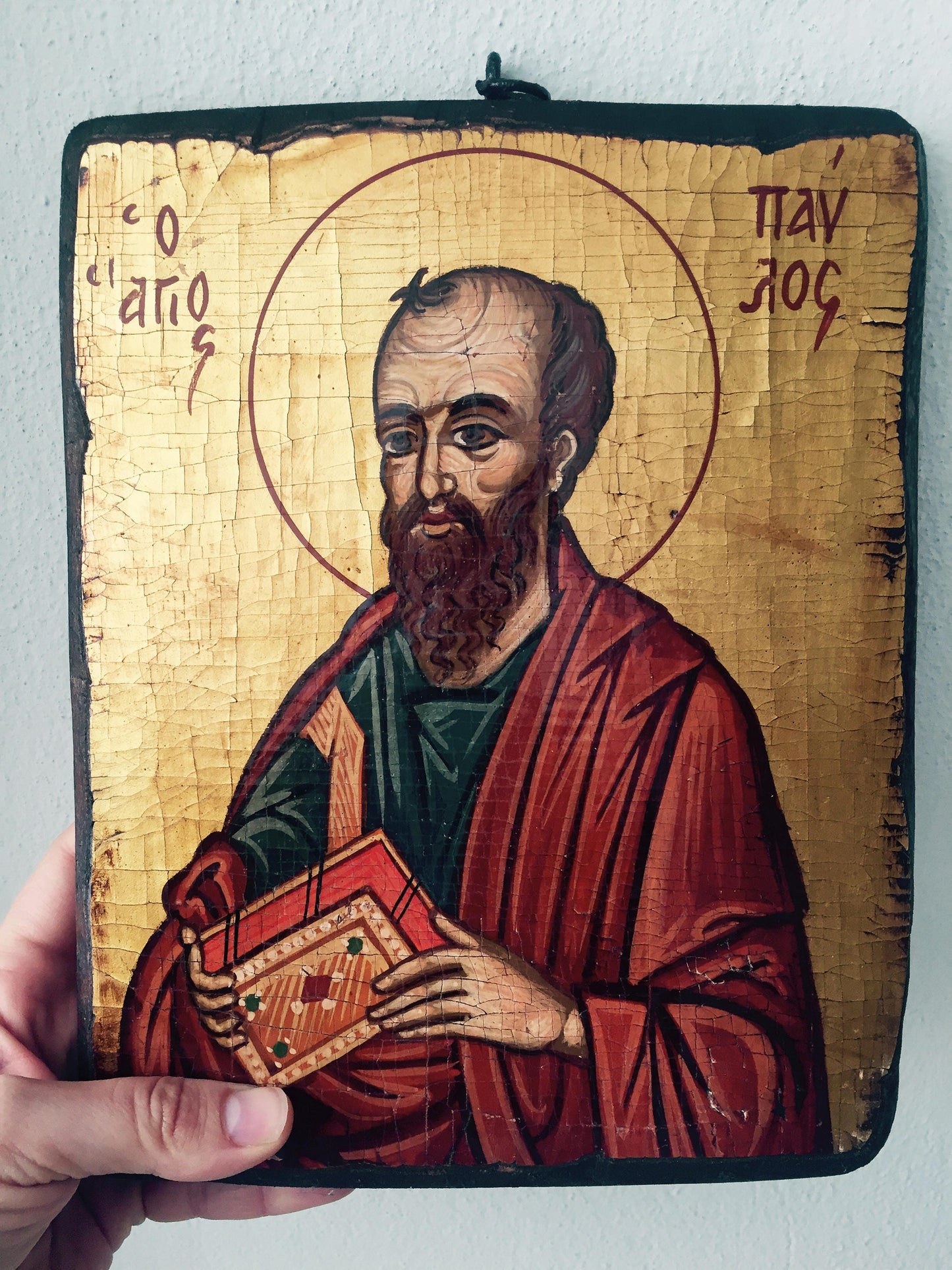 Byzantine icon of St Paul,eggtempera on canvas,religious iconography,orthodox catholic christian art,religious byzantine icon,greek icon