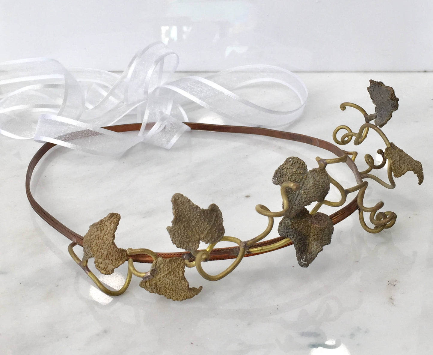 Vintage wedding ivy crown,copper and bronze,boho ivy leaf headband