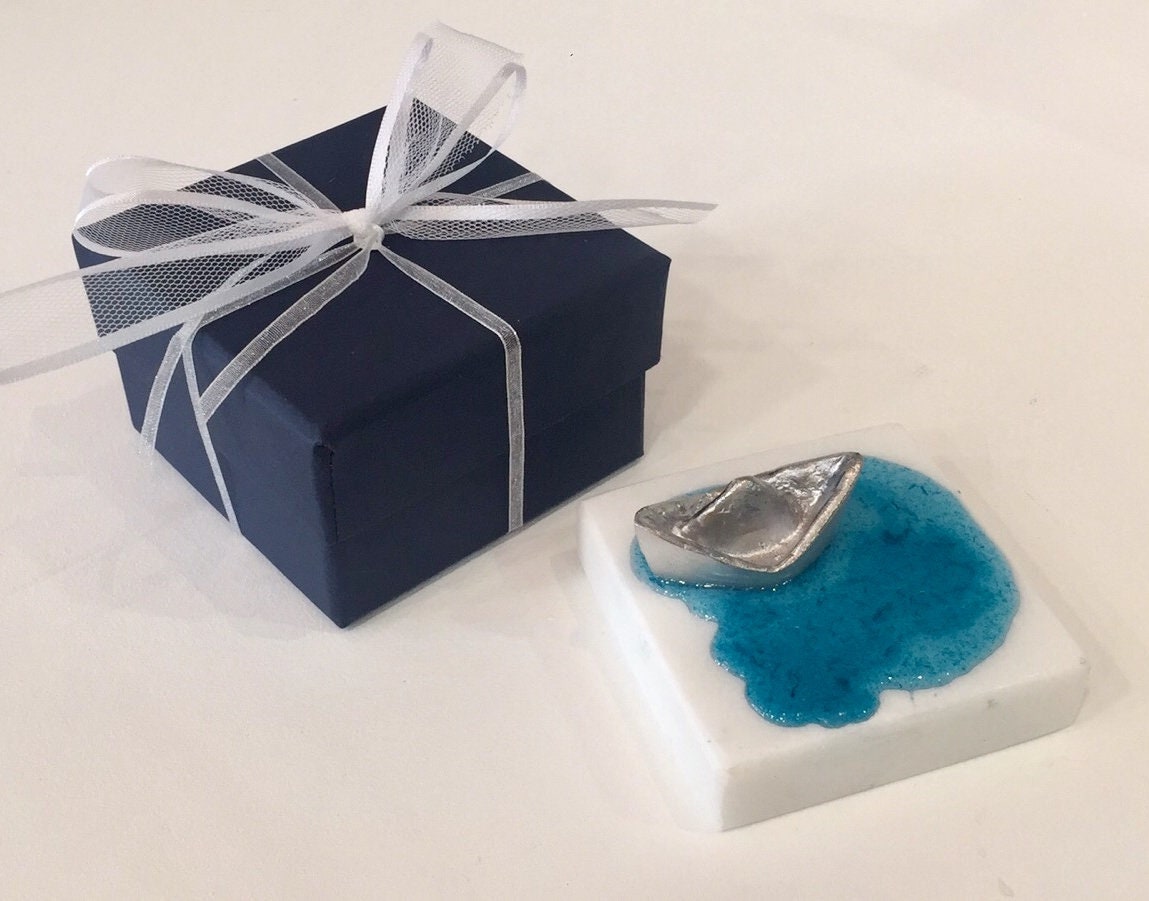 Boat favors ,10 Handmade Wedding Favors,bombonieres,nautical favors,boat,white marble,quality wedding favors, wedding give away gifts