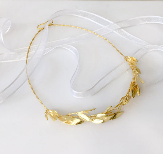 Bridal hair vine,old gold bridal crown,hair vine,,gold wedding headband,flower hair circlet,wedding headband,bridal hair jewel,Olive wreath