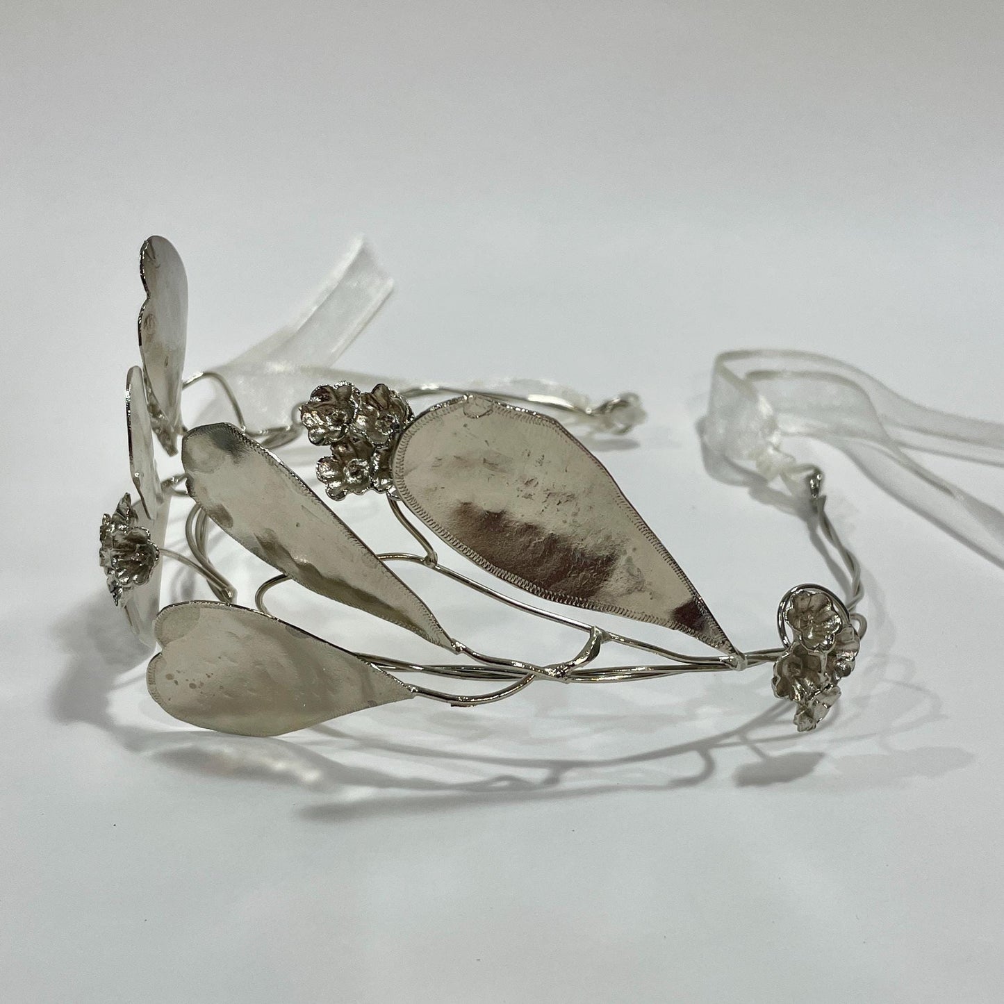 Wedding headband, silver plated, woodland leaves, summer wedding, spring wedding