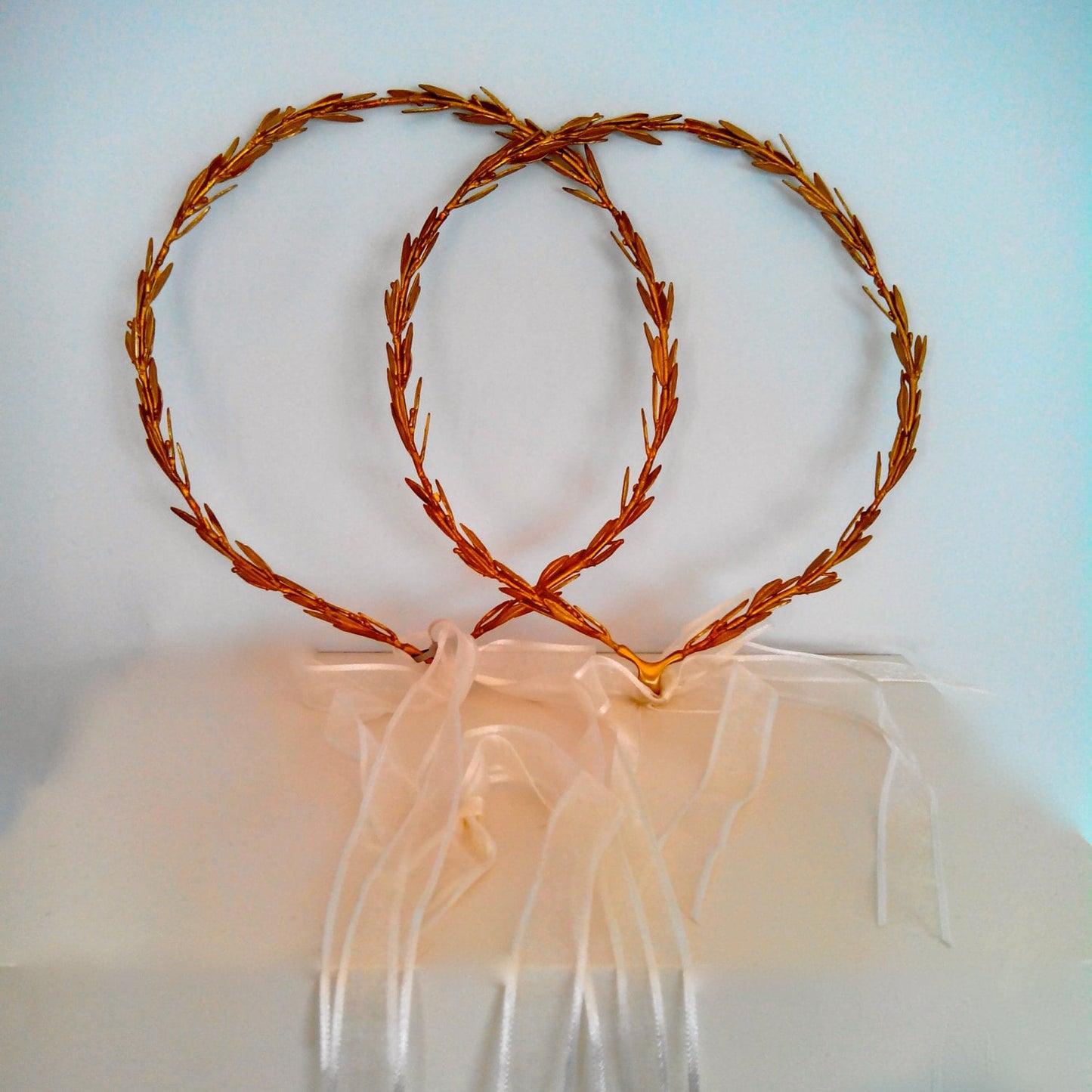 Greek Goddess Wedding Headbands,Grecian Leaf Headpiece in Raw Brass.Greek Orthodox Wedding Headpiece,Wedding Crowns.Greek Tiaras.(Set of 2)