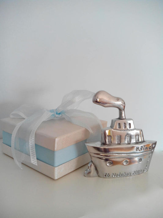 orthodox baptism bombonieres,baptism favors,wedding favors,koufeta,christening favors,handmade boat in aluminum,Greek bomboniera, 10 items