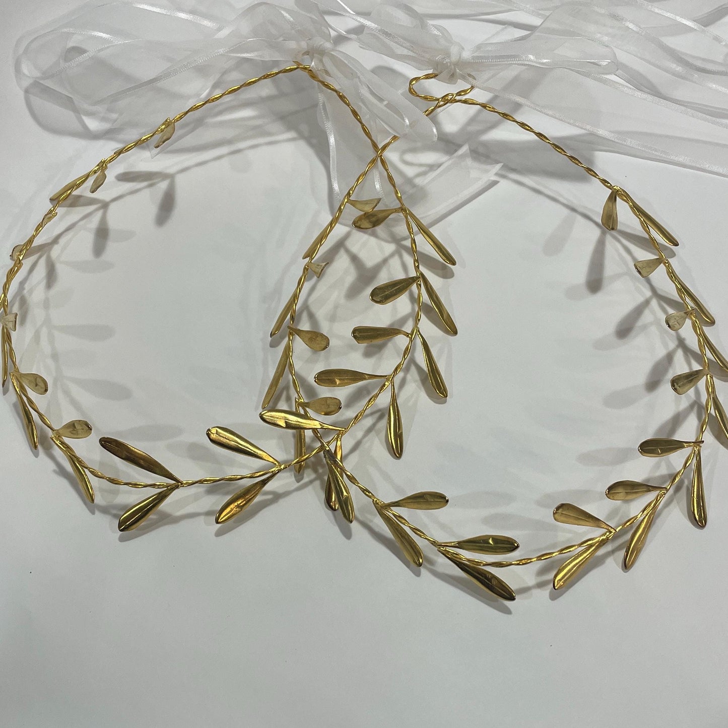 Stefana,Greek style wedding wreaths,bridal wreaths,Gold Plated wedding headbands,Set of 2,Greek Goddess wedding headband,bridal, olive leaf