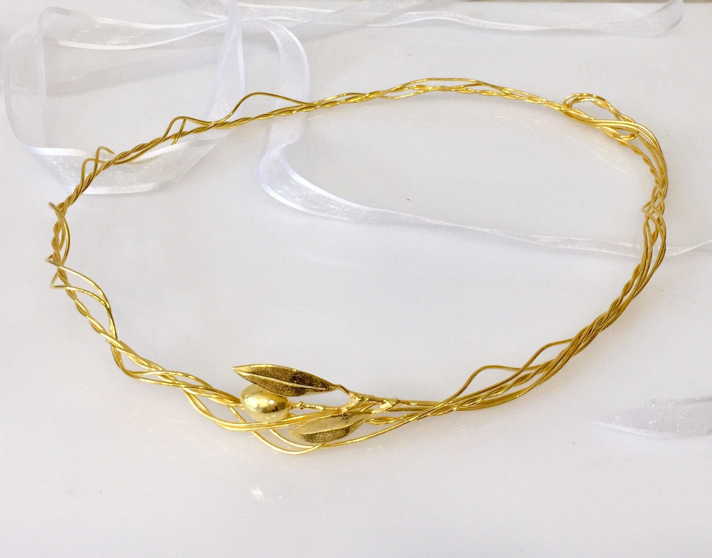 STEFANA,Olive twig wedding crowns, gold plated, Greek wedding stefana,made to order