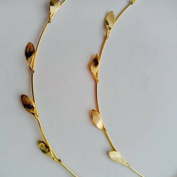 Grecian headband,greek goddess,grecian crown, gold plated bronze, greek stefana,wedding crown,laurel wreath hair, handmade to order,set of 2