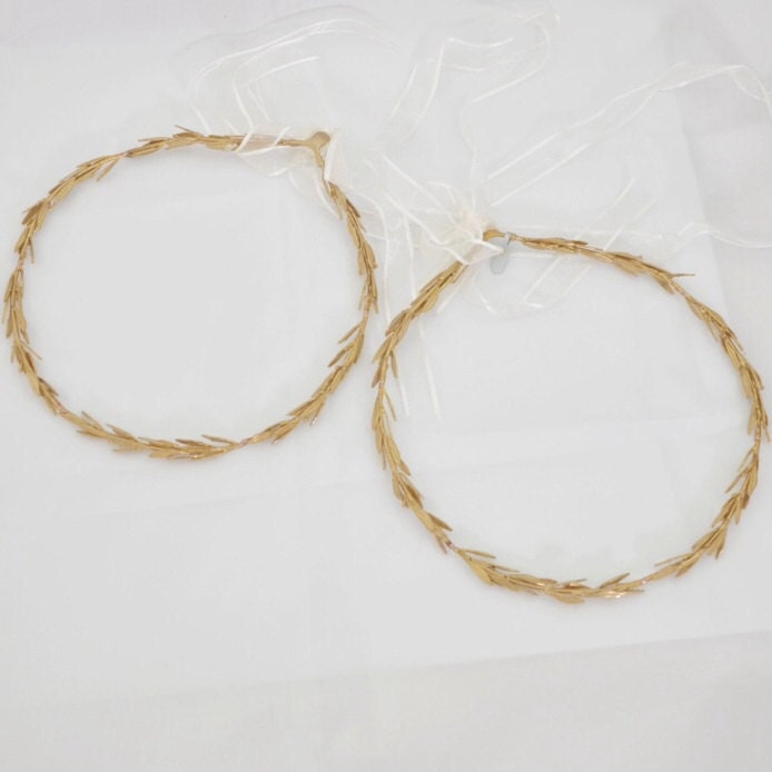 Greek Goddess Wedding Headbands,Grecian Leaf Headpiece in Raw Brass.Greek Orthodox Wedding Headpiece,Wedding Crowns.Greek Tiaras.(Set of 2)