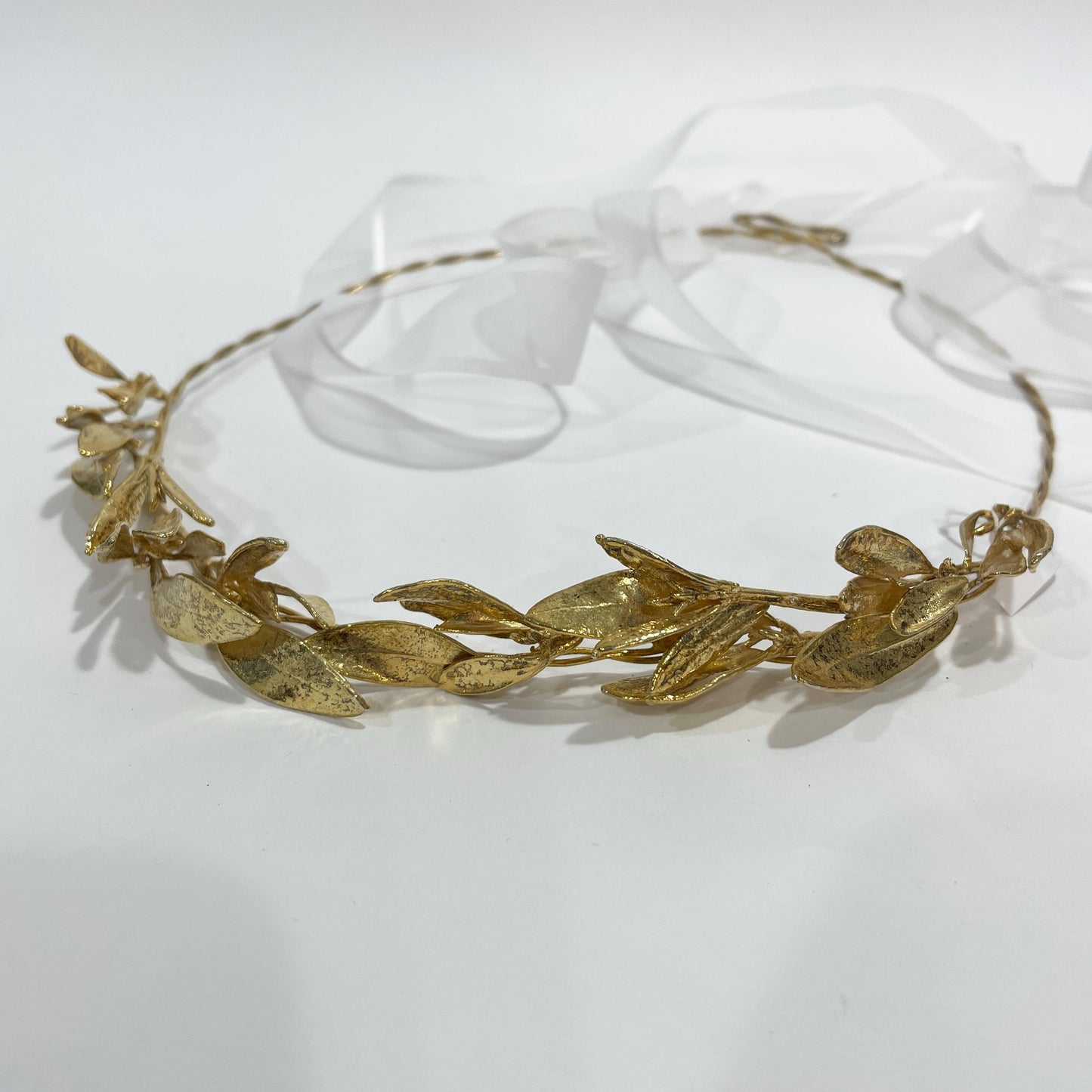 Olive twigs hairband, raw bronze, outdoor wedding, handmade to order