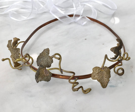 Vintage wedding ivy crown,copper and bronze,boho ivy leaf headband
