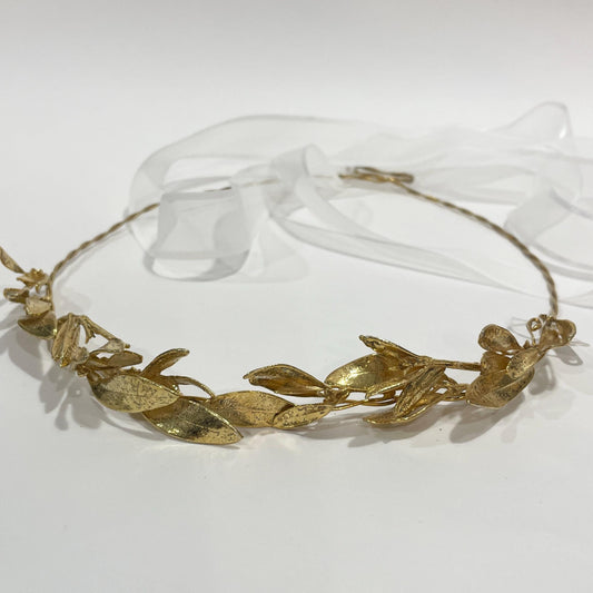 Olive twigs hairband, raw bronze, outdoor wedding, handmade to order