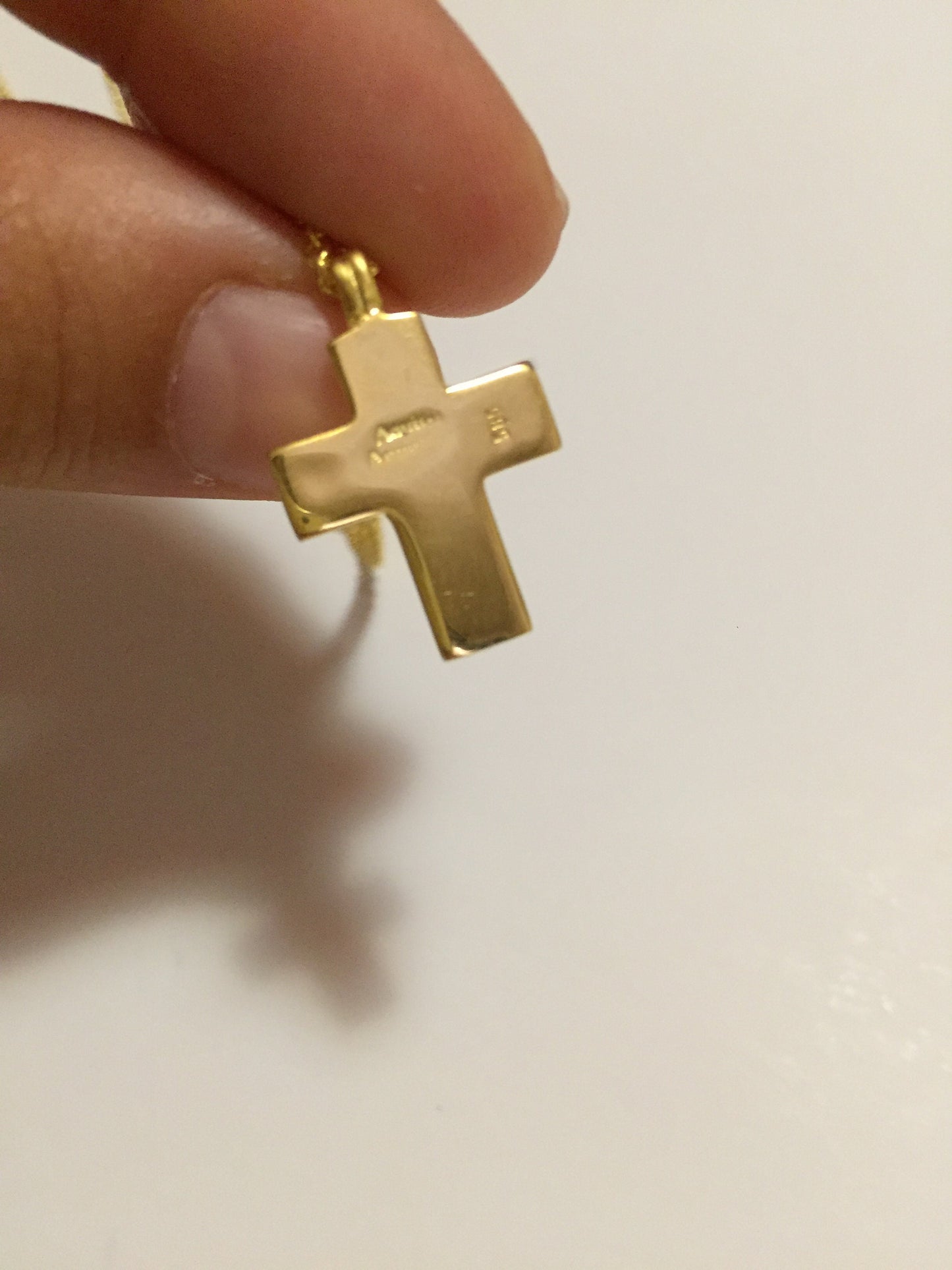 Handmade gold cross, 14 karats, signed at the back side, with gold 14 karat chain, made to order