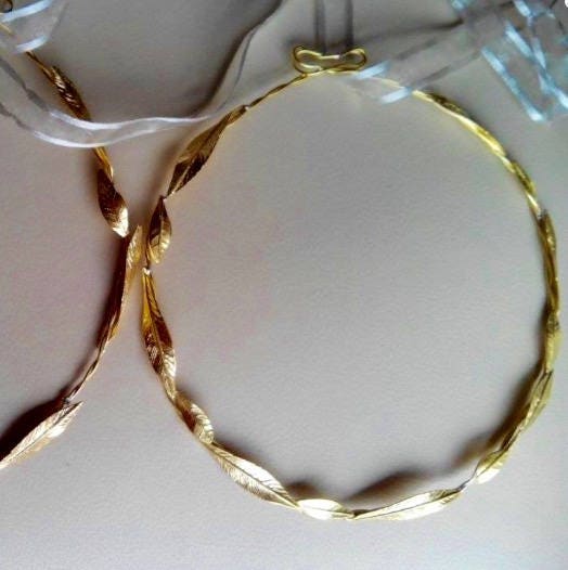 GOLD WEDDING CROWNS Woodland Queen Wedding Headpiece Leaves,Wedding Hair,Metal Wedding Hair Accessory,Gold Bridal Tiara, Raw Brass, Set of 2