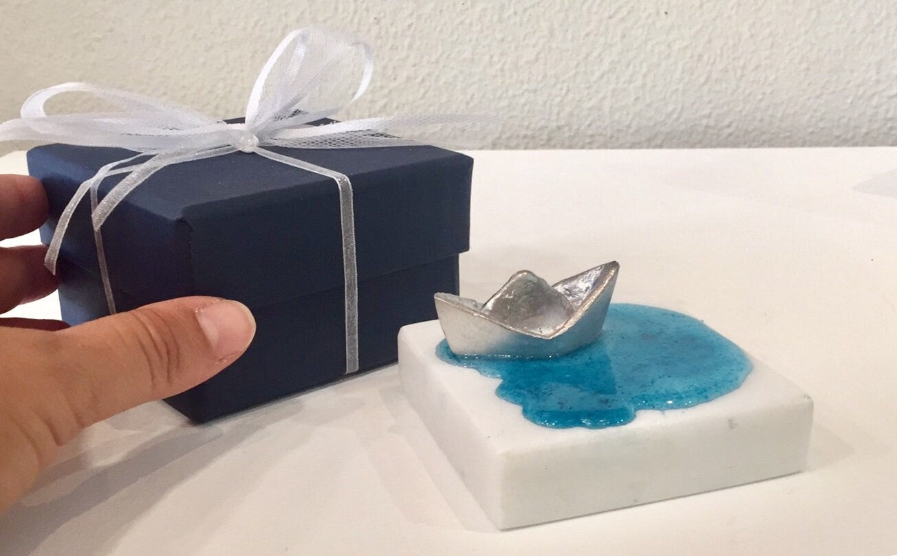 Boat favors ,10 Handmade Wedding Favors,bombonieres,nautical favors,boat,white marble,quality wedding favors, wedding give away gifts
