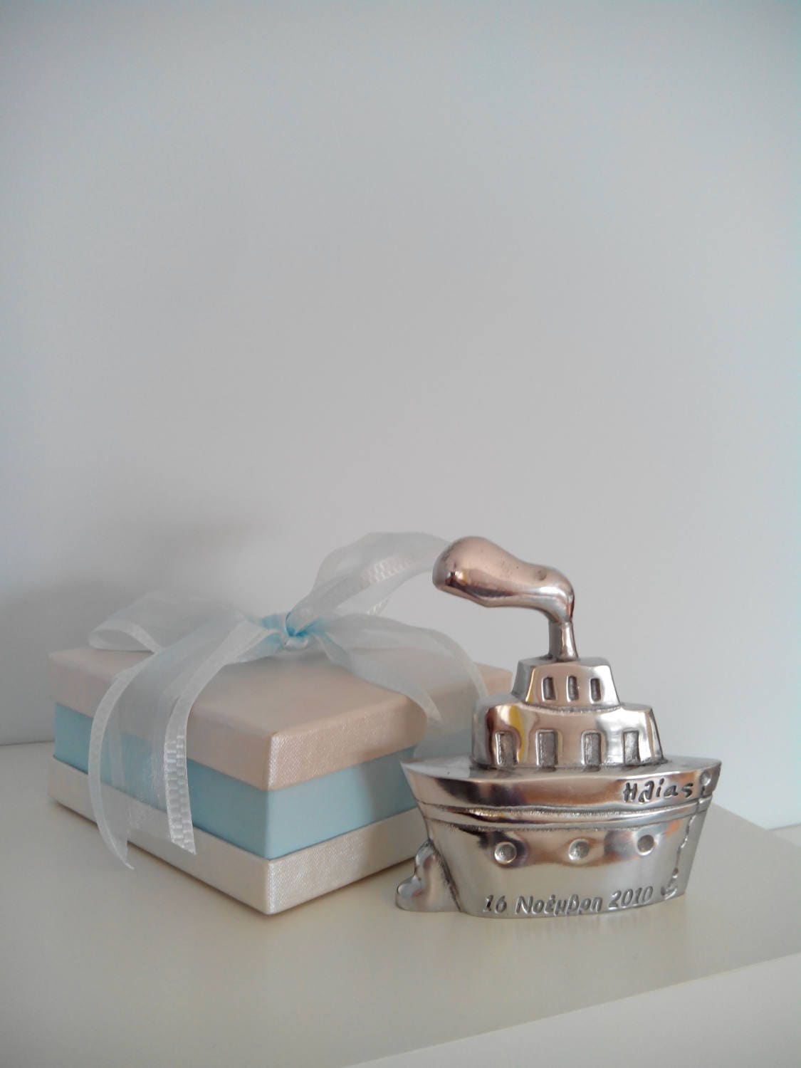 orthodox baptism bombonieres,baptism favors,wedding favors,koufeta,christening favors,handmade boat in aluminum,Greek bomboniera, 10 items