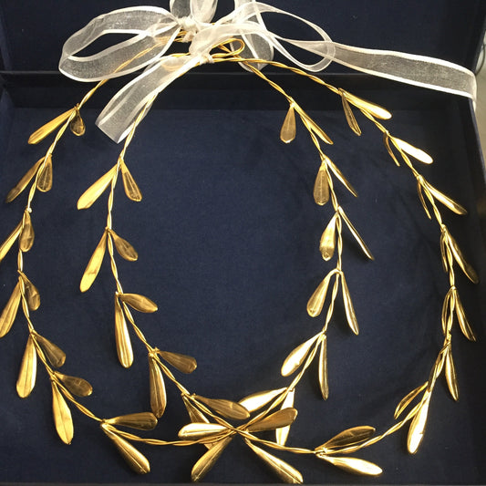 Stefana,Greek style wedding wreaths,bridal wreaths,Gold Plated wedding headbands,Set of 2,Greek Goddess wedding headband,bridal, olive leaf