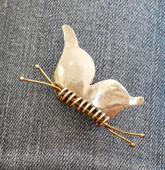 WEDDING BOUTONNIERE, Butterfly Boutonniere, Buttonhole Corsage, Butterfly Pin, butterfly theme wedding, handmade silver and bronze