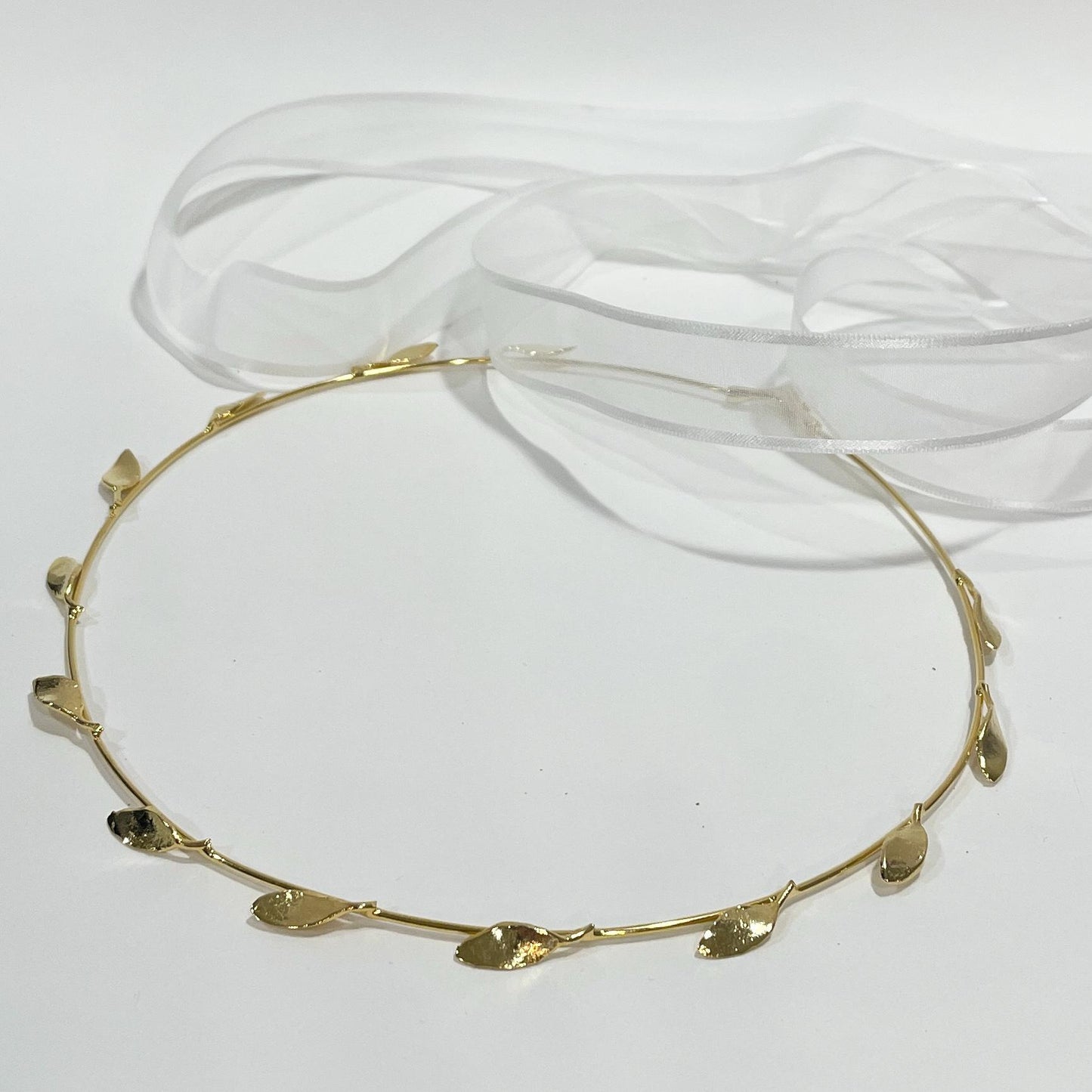 Grecian headband,greek goddess,grecian crown, gold plated bronze, greek stefana,wedding crown,laurel wreath hair, handmade to order,set of 2