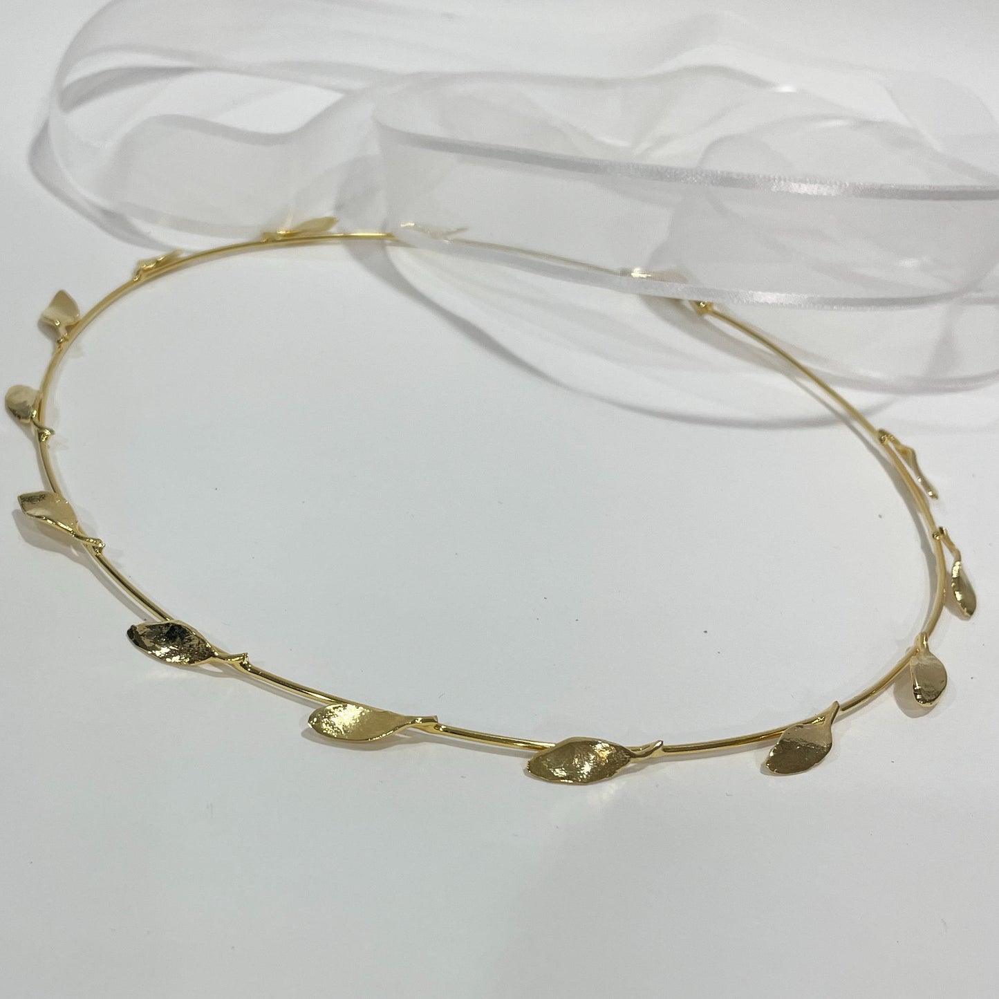 Grecian headband,greek goddess,grecian crown, gold plated bronze, greek stefana,wedding crown,laurel wreath hair, handmade to order,set of 2