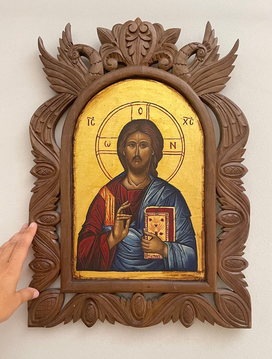 Jesus Christ Byzantine icon Greek icon hand painted icon religious icon,original icon vintage Byzantine icon religious art