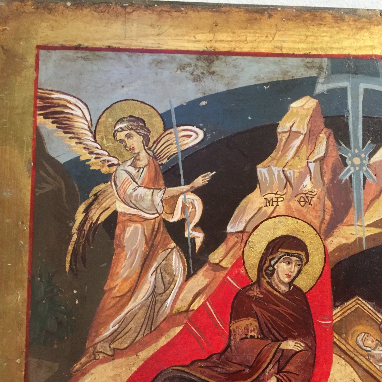 Religious icons,byzantine icons,orthodox,nativity icon,greek handpainted icon,vintage religious icon, the birth of Jesus,the birth of Christ