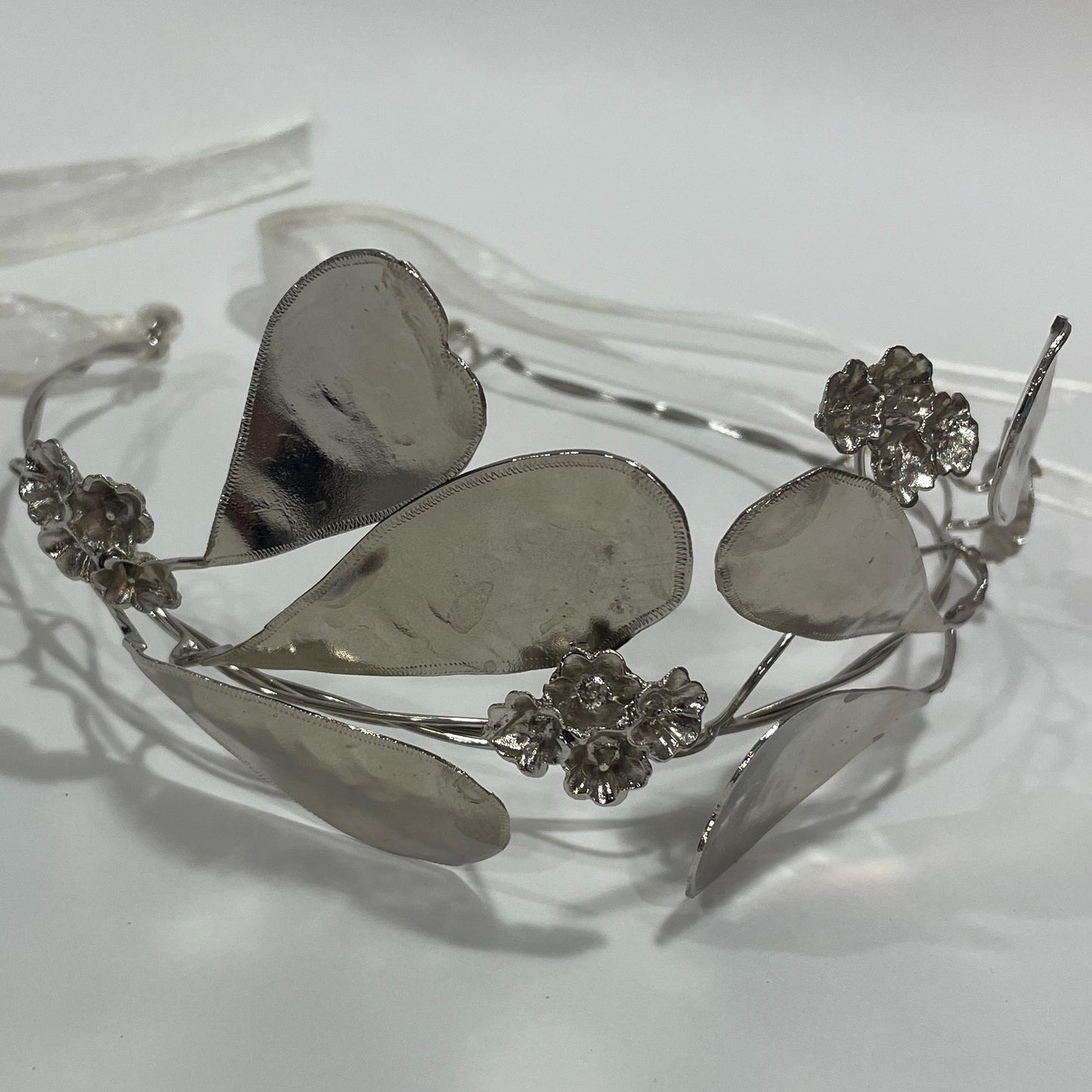 Wedding headband, silver plated, woodland leaves, summer wedding, spring wedding