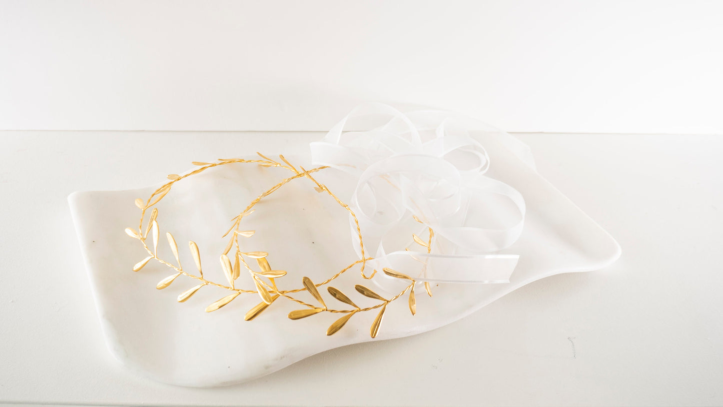 Stefana Greek Crowns Ancient Greek Style Wedding headpieces Raw Bronze Olive Leafs Orthodox Wedding Stefana