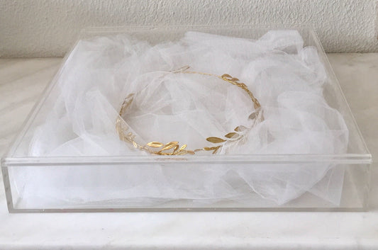 Wedding crowns keepsake box perspex box plexiglass box bridal wreaths presentation box, stefanothiki