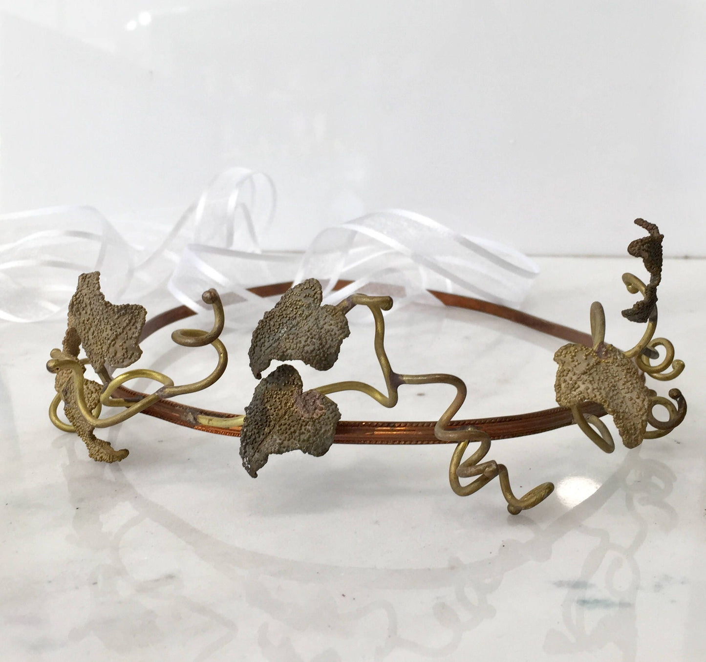Vintage wedding ivy crown,copper and bronze,boho ivy leaf headband