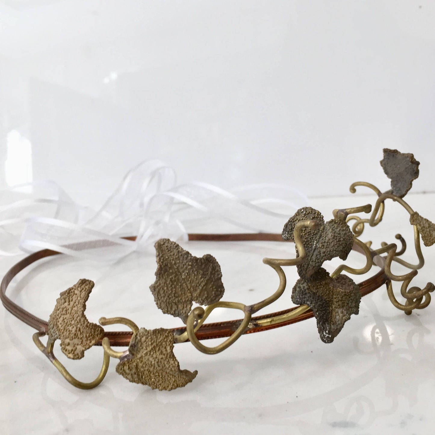Vintage wedding ivy crown,copper and bronze,boho ivy leaf headband