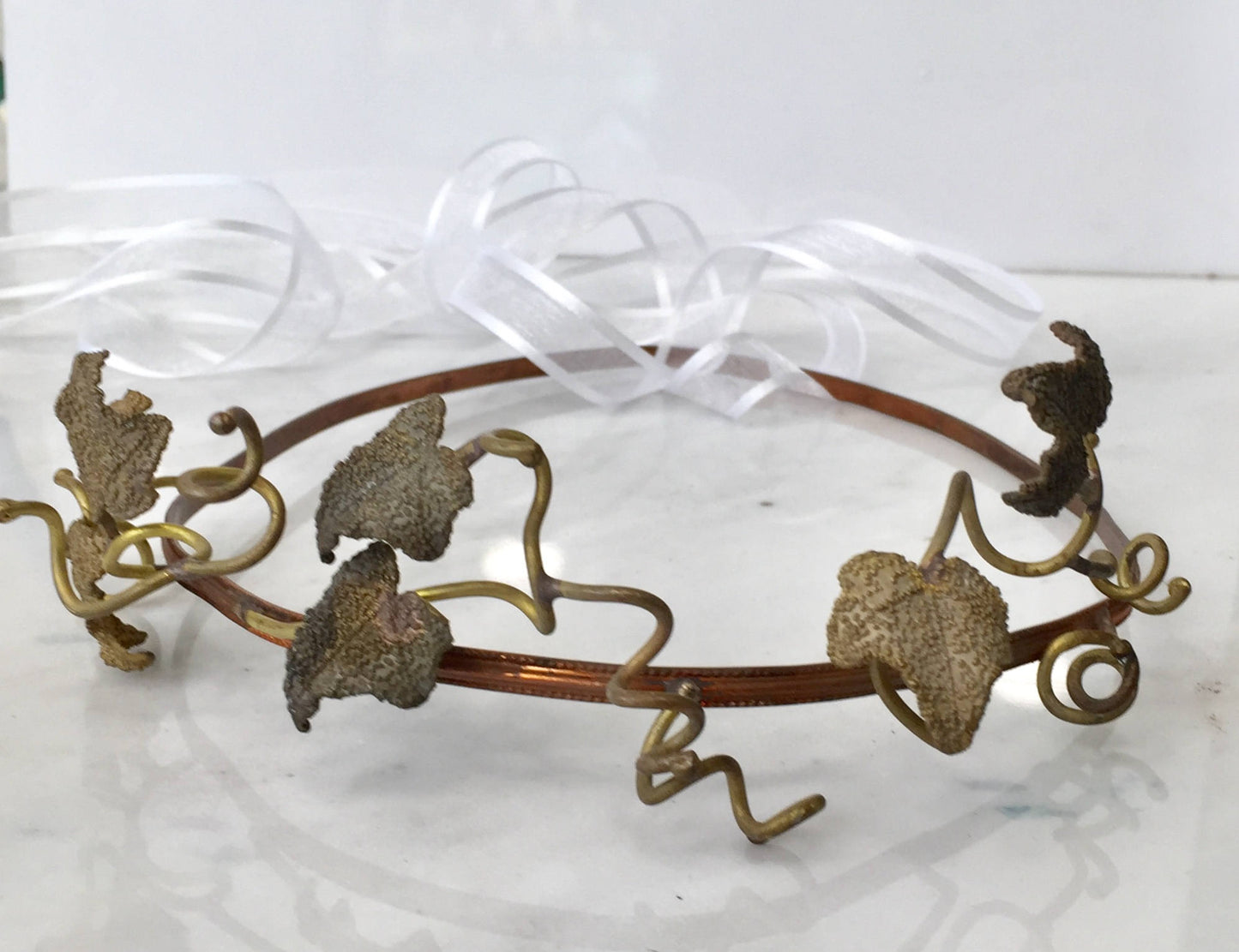 Vintage wedding ivy crown,copper and bronze,boho ivy leaf headband