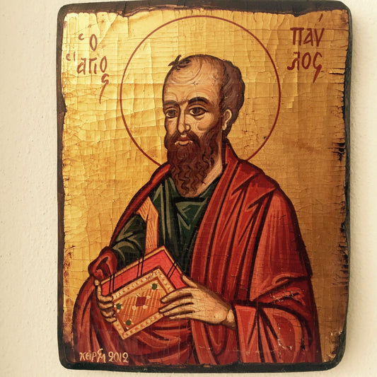 Byzantine icon of St Paul,eggtempera on canvas,religious iconography,orthodox catholic christian art,religious byzantine icon,greek icon