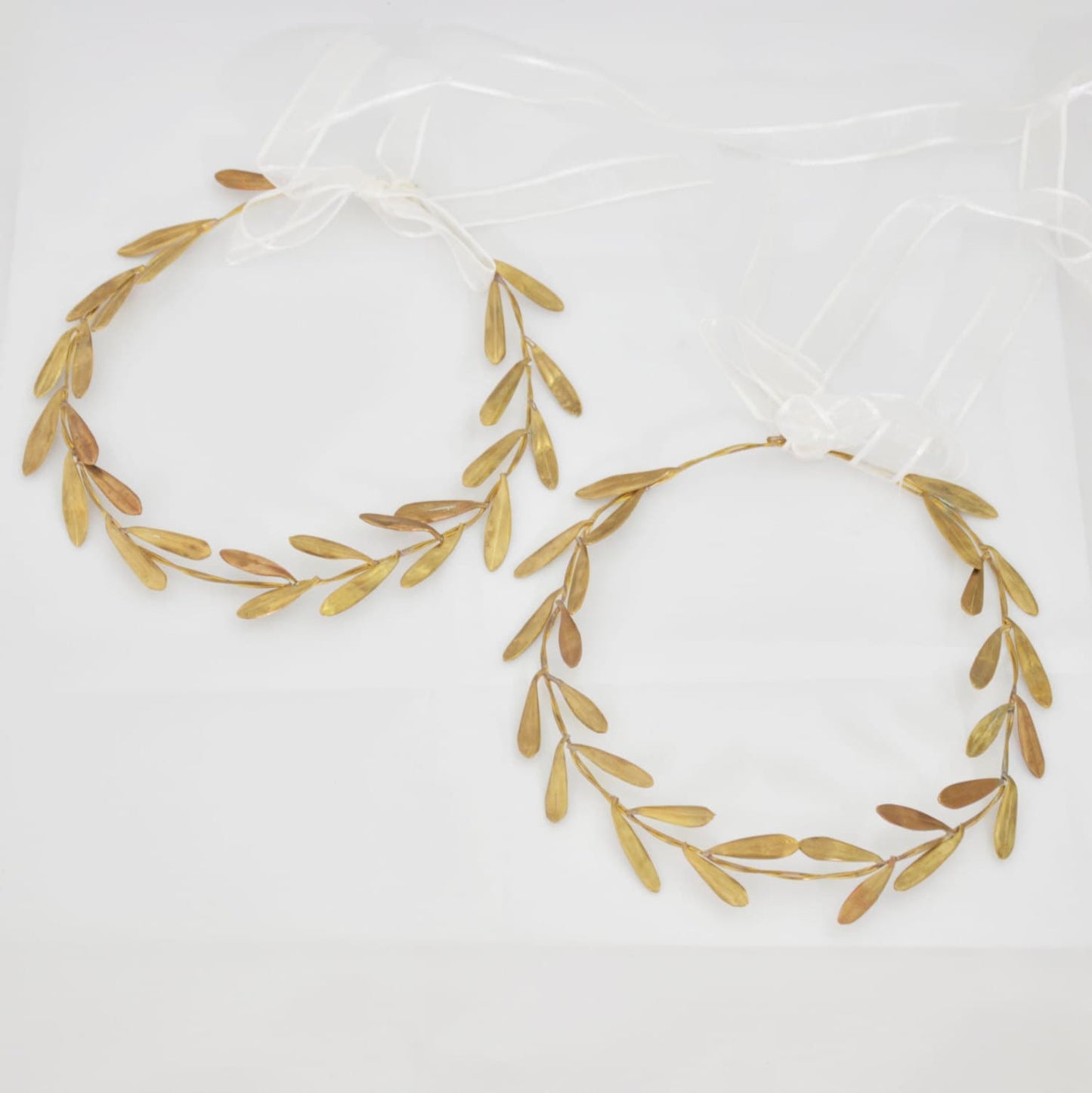 STEFANA. Greek Orthodox Wedding Headpiece,Greek Crowns,Grecian Style Olive Leafs. Orthodox Wedding.Headpiece in Raw Brass (Set of 2)