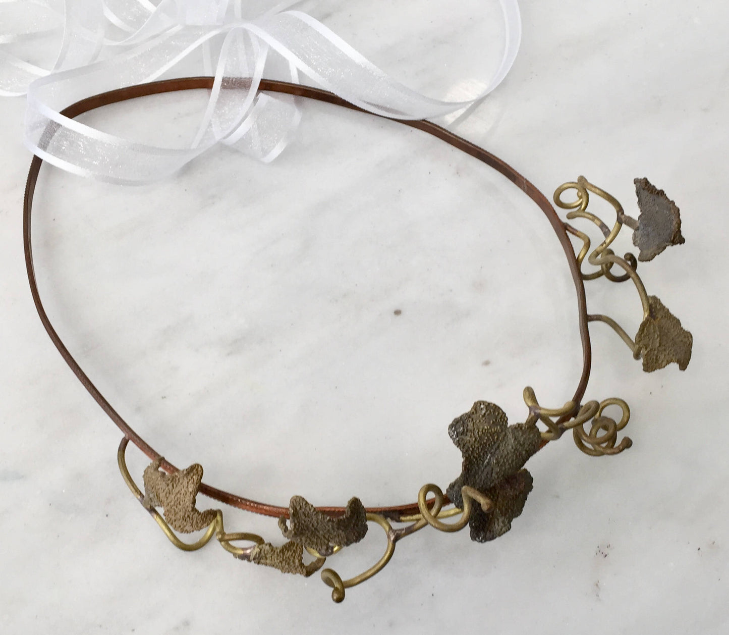 Vintage wedding ivy crown,copper and bronze,boho ivy leaf headband
