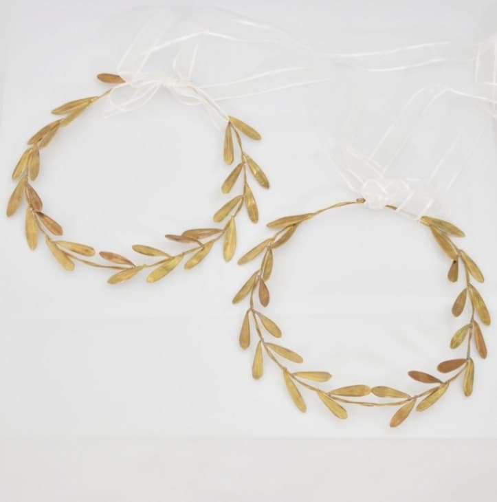 Stefana Greek Crowns Ancient Greek Style Wedding headpieces Raw Bronze Olive Leafs Orthodox Wedding Stefana