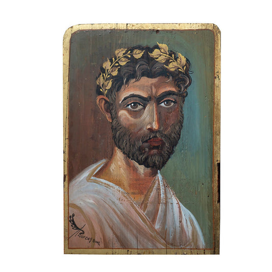 Original painting Portrait of Fayum vintage painting inspired by ancient roman icons found in Egypt