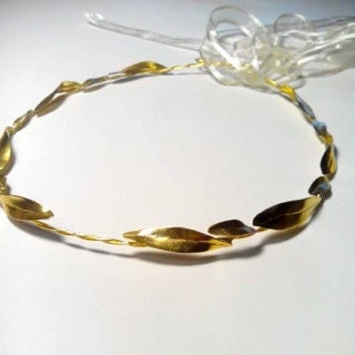 GOLD LEAF CROWN, Boho Wedding Crowns in raw brass. Set of 2