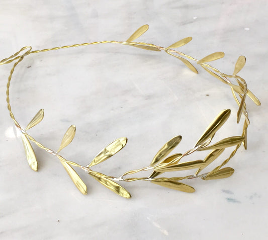 Wedding crown,unique,bridal headband,bronze,Olive Leafs theme,raw bronze