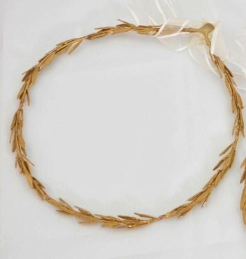 Greek Goddess Wedding Headbands,Grecian Leaf Headpiece in Raw Brass.Greek Orthodox Wedding Headpiece,Wedding Crowns.Greek Tiaras.(Set of 2)